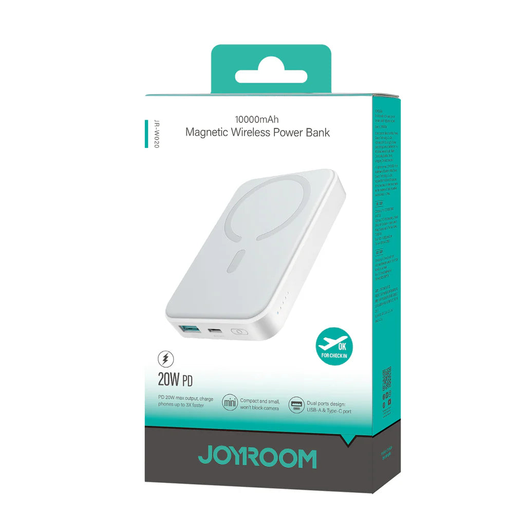 بنك طاقة لاسلكي مغناطيسي JOYROOM JR-W020 بقوة 20 وات وسعة 10000 مللي أمبير/ساعة - B2B