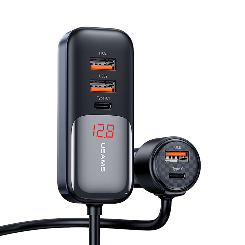 US-CC213 C40 شاحن سيارة سريع 165 واط 2C+3A PPS 5 منافذ شاشة رقمية مع كابل بيانات