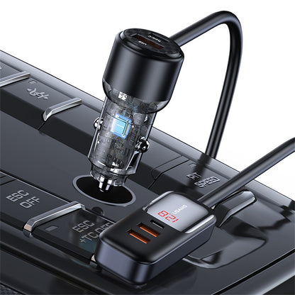 US-CC213 C40 شاحن سيارة سريع 165 واط 2C+3A PPS 5 منافذ شاشة رقمية مع كابل بيانات
