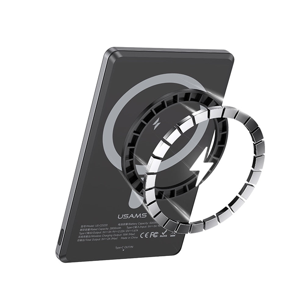 بنك طاقة US-CD220 PD20W فائق النحافة مصنوع من سبائك الألومنيوم المغناطيسي اللاسلكي سريع الشحن بسعة 5000 مللي أمبير في الساعة