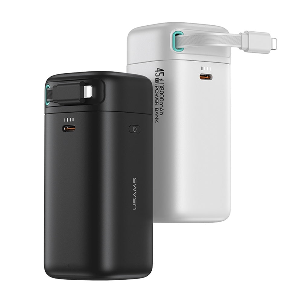 بنك طاقة US-CD217 PD45W ثنائي المخرج للشحن السريع مع وحدة كابل Lightning المغناطيسي القابل للسحب - سلسلة XMF بسعة 18000 مللي أمبير في الساعة