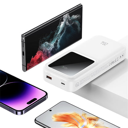 US-CD212 PD20W+QC3.0 باور بانك ثنائي المنفذ بشاشة رقمية وشحن سريع مع كابلين - سلسلة X-chel بسعة 20000 مللي أمبير/ساعة