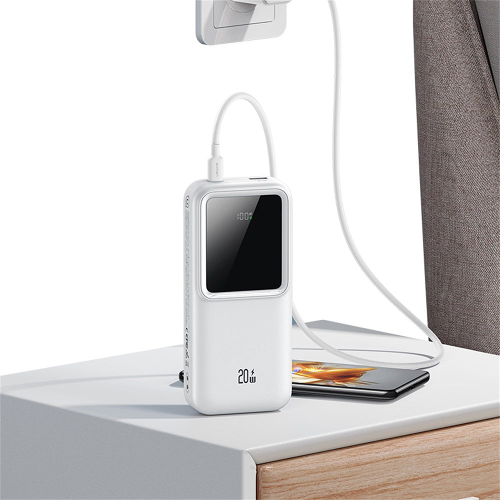 US-CD212 PD20W+QC3.0 باور بانك ثنائي المنفذ بشاشة رقمية وشحن سريع مع كابلين - سلسلة X-chel بسعة 20000 مللي أمبير/ساعة