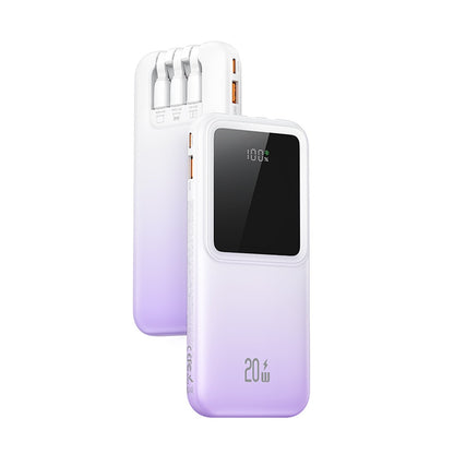 US-CD193 PD20W+QC3.0 باور بانك بشاشة رقمية ومنفذين للشحن السريع وكابلات 10000 مللي أمبير/ساعة