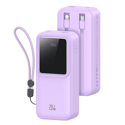 بنك طاقة US-CD213 PD20W+QC3.0 ثنائي المنفذ بشاشة رقمية وشحن سريع مع كابلات مزدوجة - سلسلة X-chel سعة 30000 مللي أمبير/ساعة