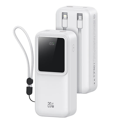 بنك طاقة US-CD213 PD20W+QC3.0 ثنائي المنفذ بشاشة رقمية وشحن سريع مع كابلات مزدوجة - سلسلة X-chel سعة 30000 مللي أمبير/ساعة