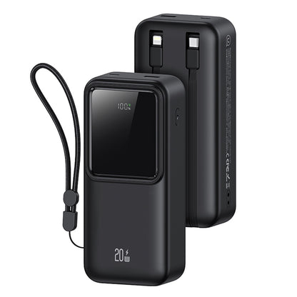 بنك طاقة US-CD213 PD20W+QC3.0 ثنائي المنفذ بشاشة رقمية وشحن سريع مع كابلات مزدوجة - سلسلة X-chel سعة 30000 مللي أمبير/ساعة