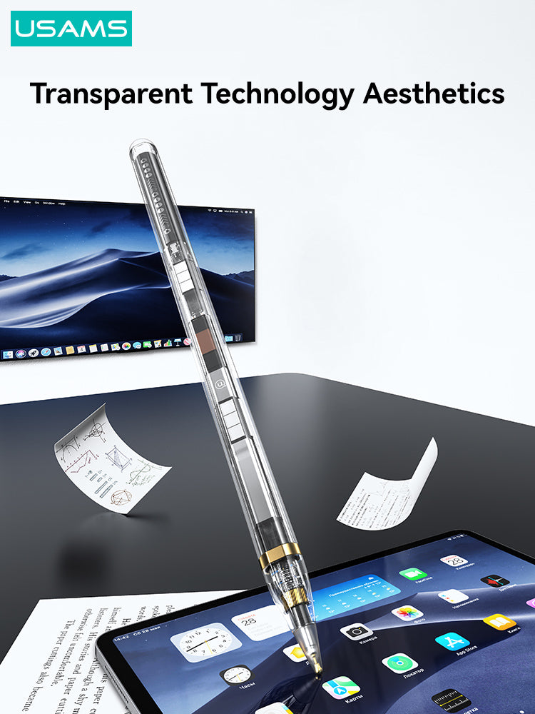 قلم US-ZB264 مغناطيسي شفاف للشحن، حساس للإمالة، يعمل باللمس، لأجهزة iPad