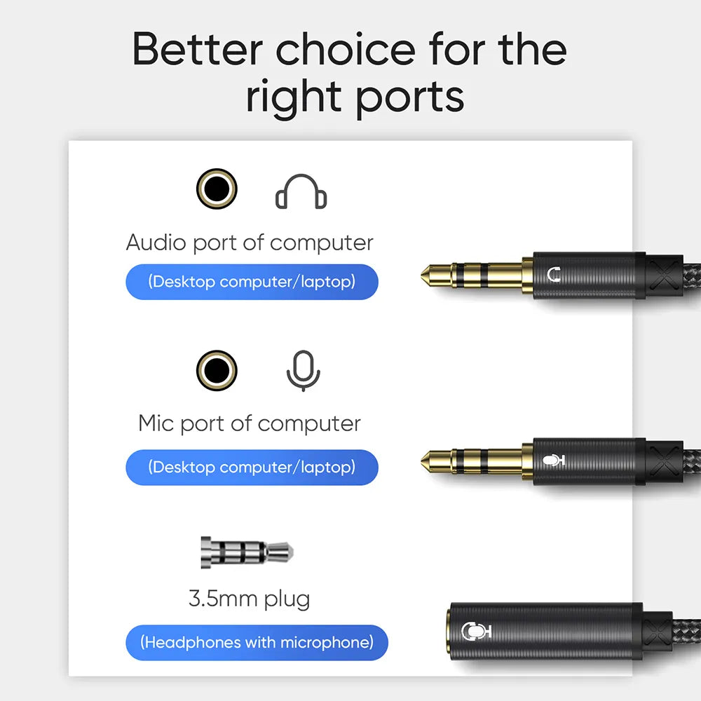 SY-A05 Headphone female to 2-male Y-splitter audio cable