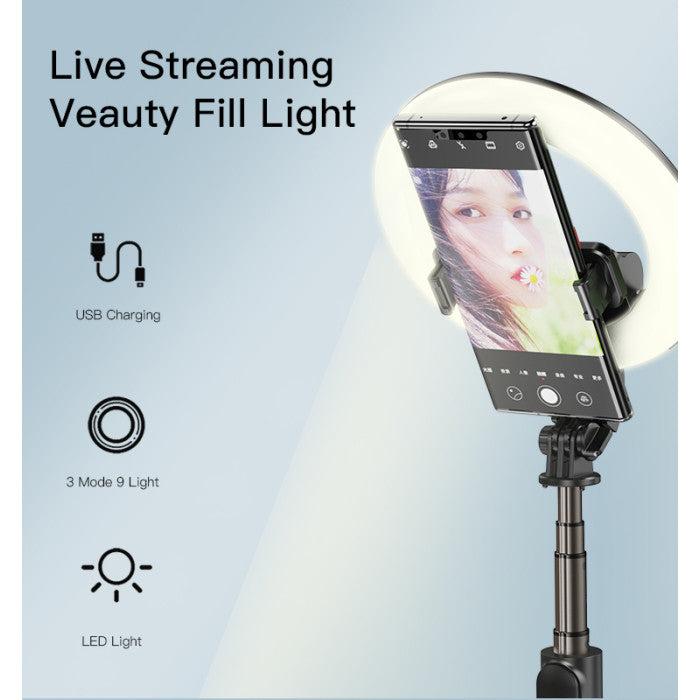 حامل إضاءة LED حلقي SF12 من Yesido مع عصا سيلفي