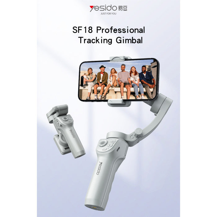 مثبت الهاتف المحمول الذكي Yesido SF18 مع تتبع تلقائي للوجه بزاوية 360 درجة وعصا سيلفي محمولة وحامل ثلاثي القوائم وتتبع احترافي.