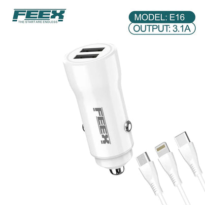 شاحن سيارة FEEX E16 USB مع كابل