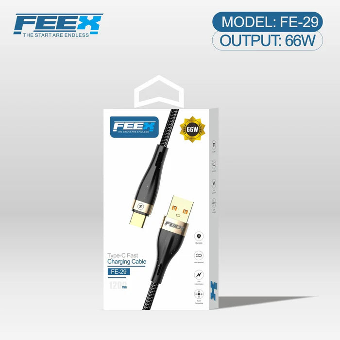 كابل بيانات FEEX FE-29 USB إلى Type-C (66 واط)