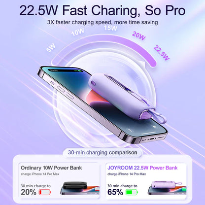 باور بانك صغير JOYROOM JR-L012 بقوة 22.5 واط وسعة 10000 مللي أمبير/ساعة مع كابلين