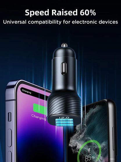 شاحن سيارة JR-CCD03 بشاشة رقمية 3.4 أمبير 3 منافذ USB